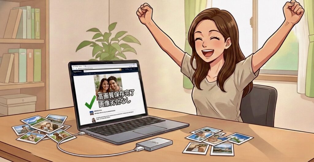 写真はPC経由で劣化ゼロ、動画は外部SSDへのイメージ画像